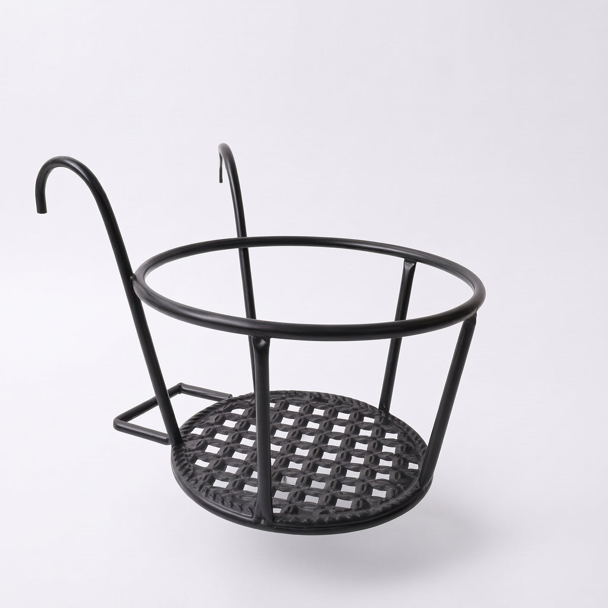 Reinforced European Style Balcony Railing Planter Rack Hanging Iron Art Flower Pot Holder Outdoor Storage Shelf