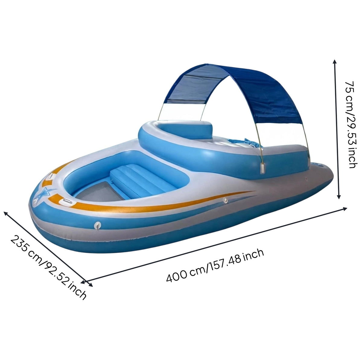 Inflatable Boat Raft Backrest PVC Buoyant Vessel Boat Heavy Duty PVC Raft Raised Seat Water Craft Grab Handles