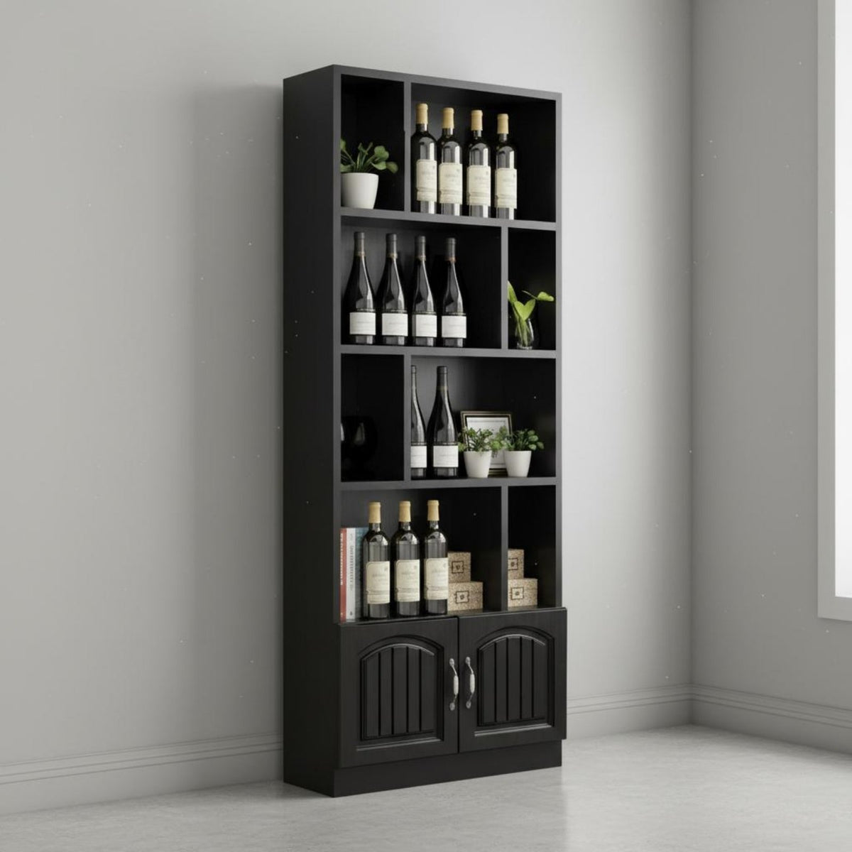 Floor Spirits Cabinet Large Capacity Freestanding Beverage Cabinet Stable Structure Spirits Display Shelf for Shop Owners, Restaurant, Living Room