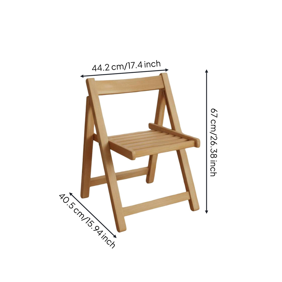 Wooden Folding Chair Space Saving Folding Chair with Backrest Easy to Store Home Furniture
