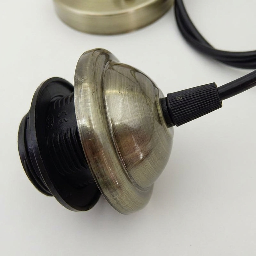Iron Ceiling Rose and Light Fitting for Living Room, E27 Lamp Holder with 1 Meter Light Cord, DIY Lampshade Kit for Kitchen Pendant Lights, 1pc