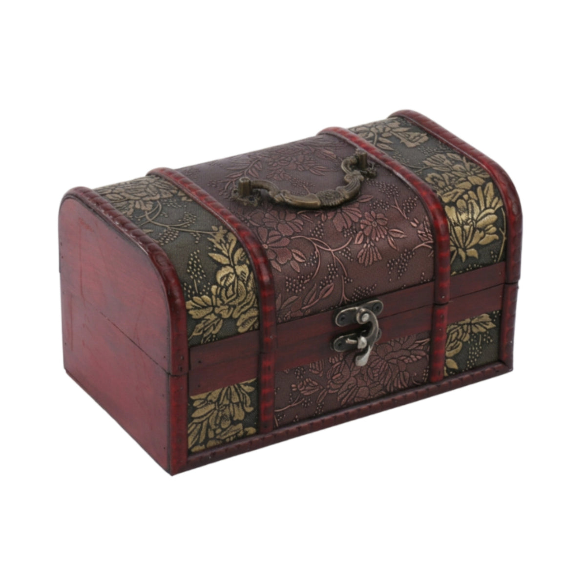 Decorative Wooden Chest Vintage Wooden Storage Box Metal Latch Compact Decorative Storage Chest