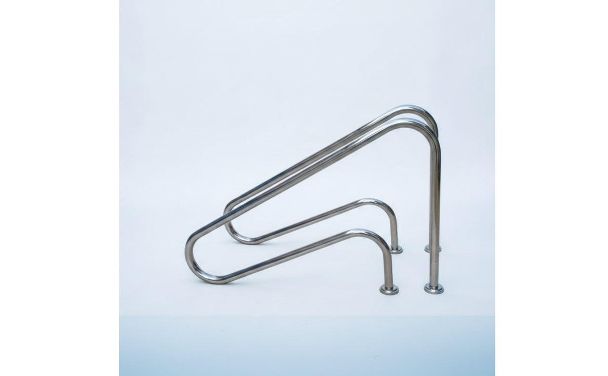 2 Pieces Pool Handrail 304 Stainless Steel Pool Handrail with Mounting Base for Homeowners, Hotel Owners, Spa