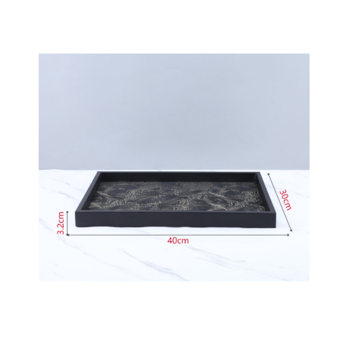Wave Pattern Tray Decorative Chinese Design Tray Multipurpose Home Decor Item for Living Room, Hotel