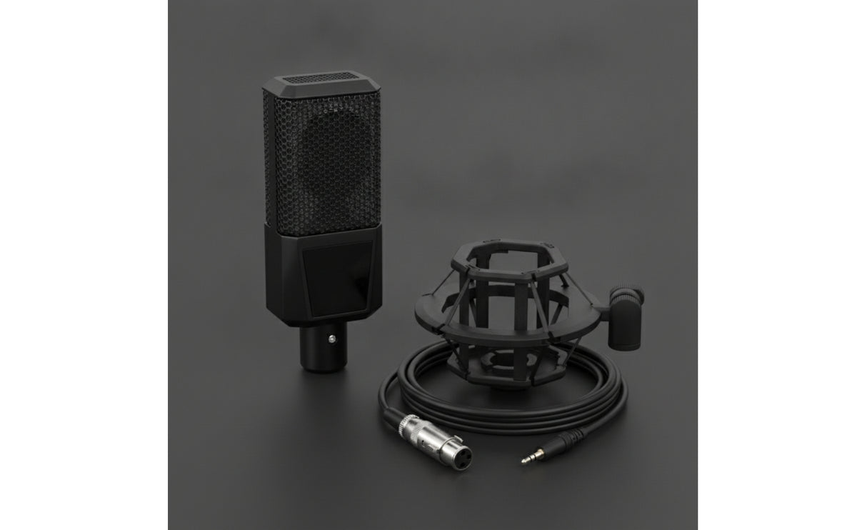 Condenser Audio Transducer with Shock Mount Professional Condenser Audio Transducer Kit Cardioid for Vocalists, Sing-Along