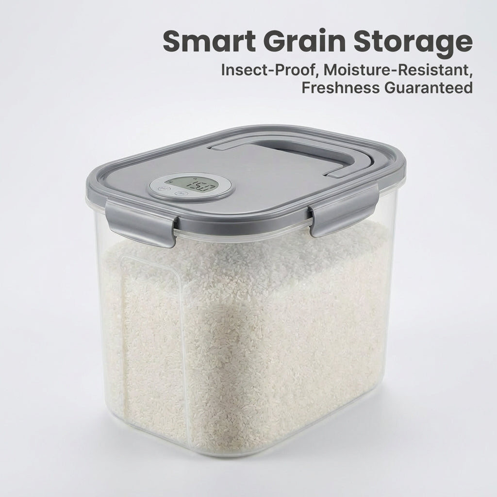 Airtight Rice Bin with Wheels, Stackable Design Storage Container, Transparent Grain Storage Bin, Large Opening Food Storage Container