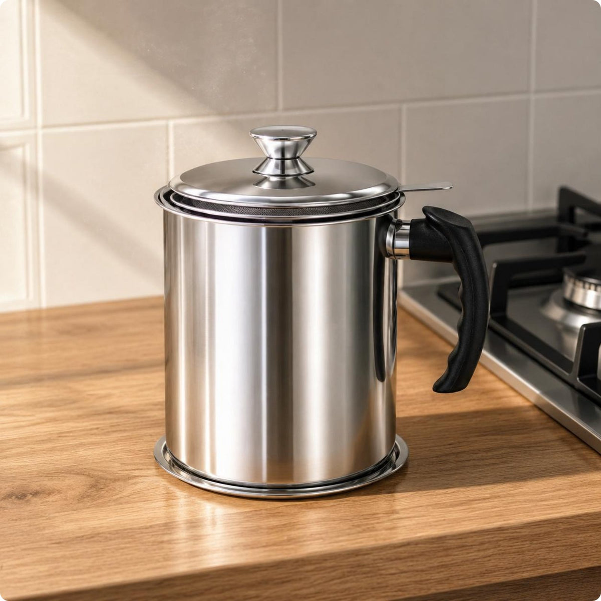 Strainer Pot Easy to Clean Stainless Steel Oil Filter Pot for Frying