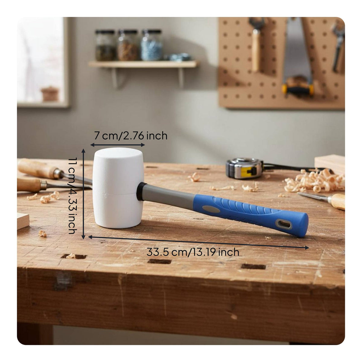 Tiling Hammer Wear-Resistant Head Rubber Mallet Comfortable Grip for Installers