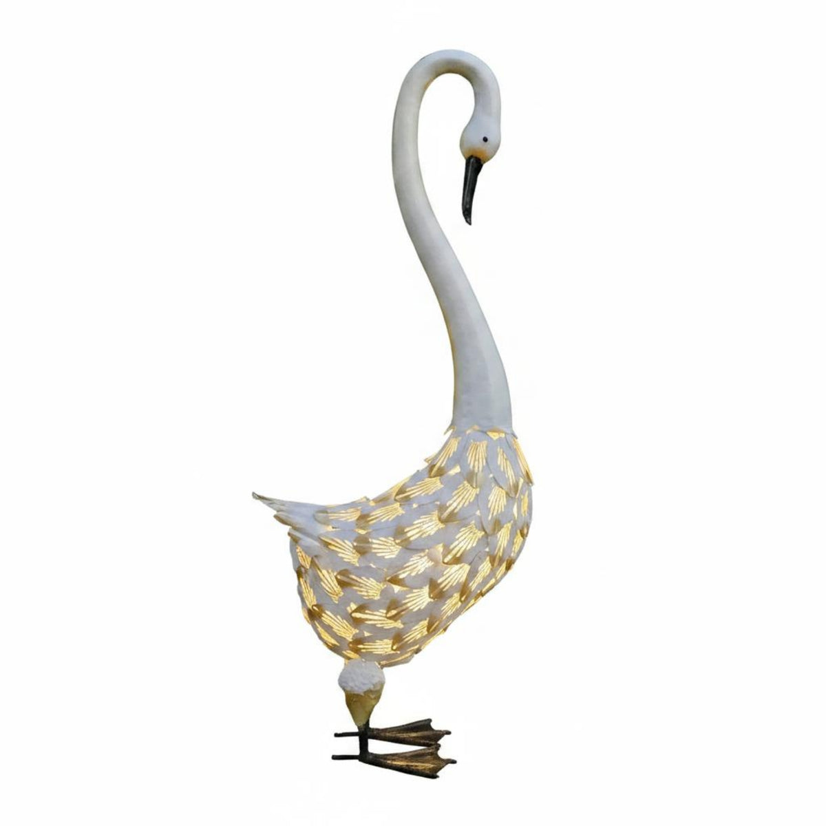 Solar Swan Statue Elegant Crafted Metal Swan Lawn Light Gift Idea for Patio