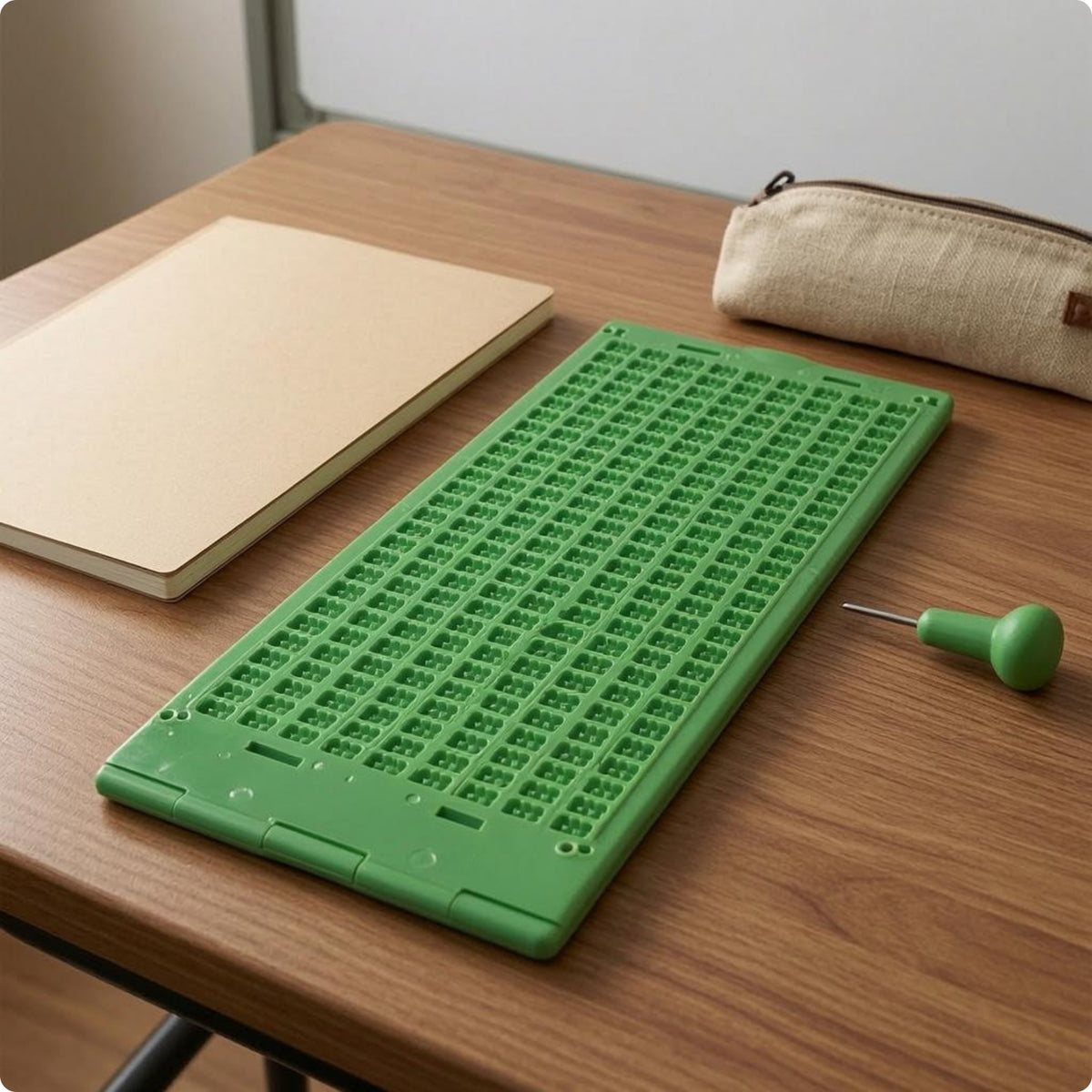 Braille Writing Board Raised Cell Grid Braille Writing Plate Metal Tip