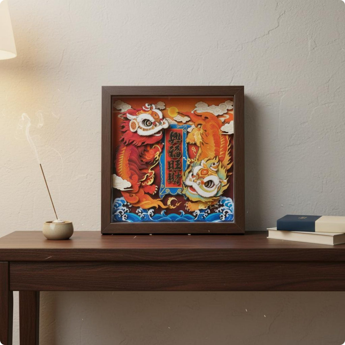 Lion Dance Decor Festive Fortunate Decor Vivid Colors Decorative Artwork for Entryway
