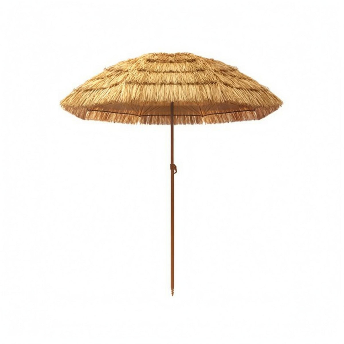 Straw-Look Sunshade Weighted Base Outdoor Shade Straight Pole