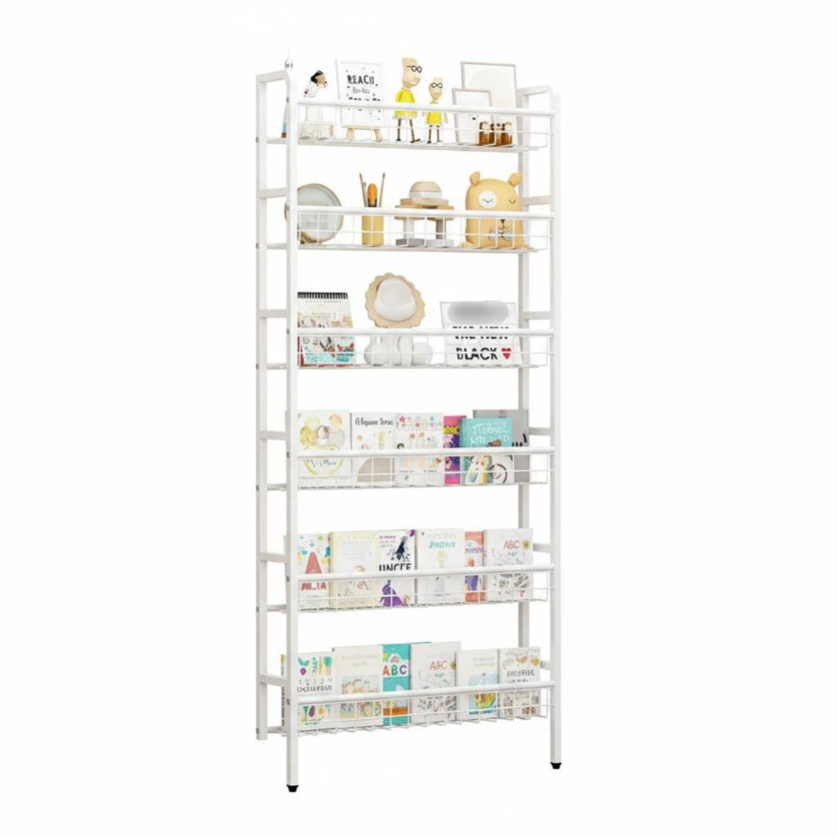Narrow Freestanding Bookcase Space-Saving Shelf Unit Slim Design for Study Room