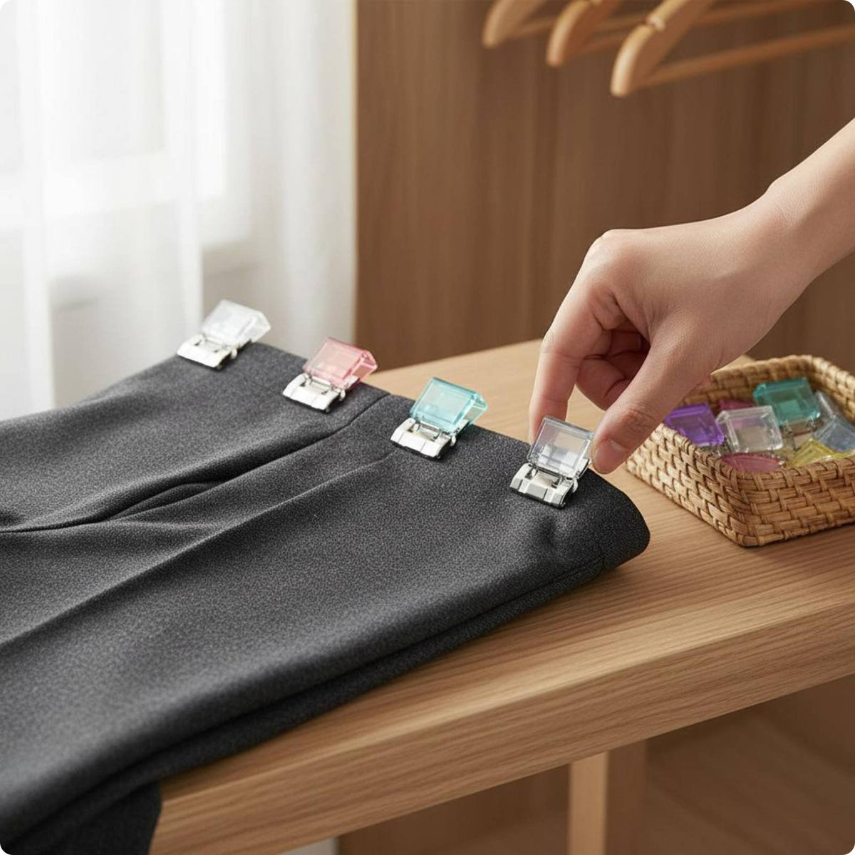 24 Pieces Metal Clothes Clip Compact Clothespin Reusable for Hems