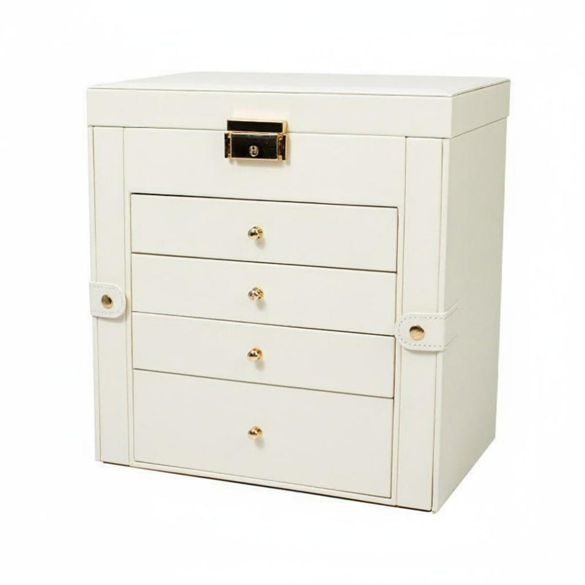 Multi-Layer Jewelry Box Anti-Knot Necklace Hooks Large Jewelry Organizer PU Leather Exterior Bedroom Furniture for Women, Spacious Wardrobe
