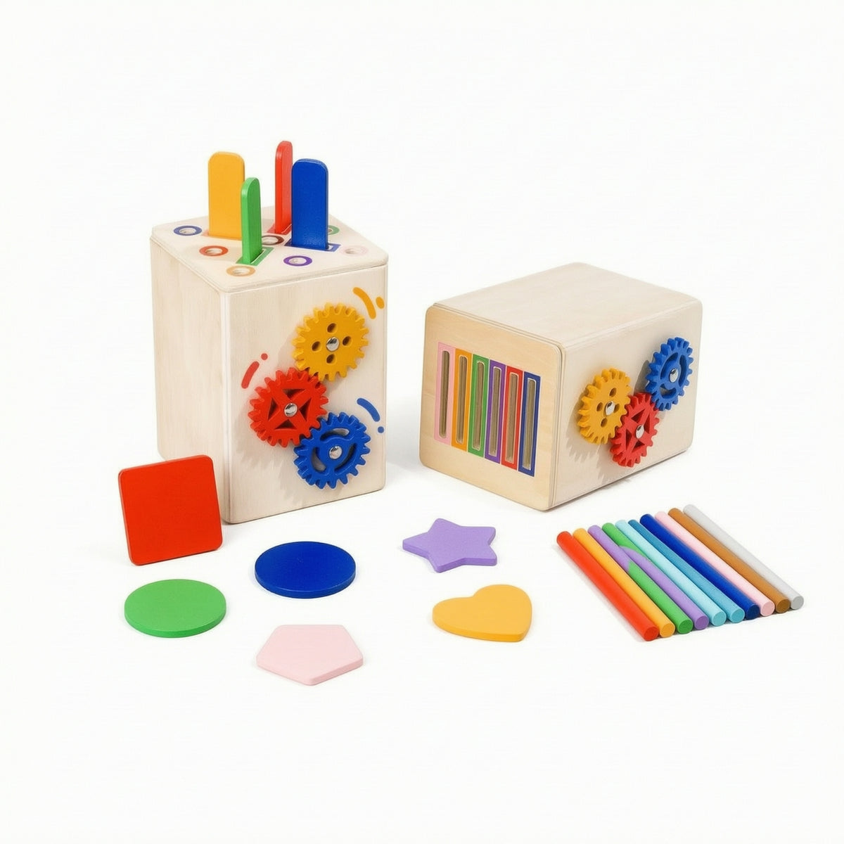 Educational-Style-Style Wooden Shape Sorter Cube Color-Coded Shape Sorting Cube Educational Wooden Toy Box Developmental for Preschoolers