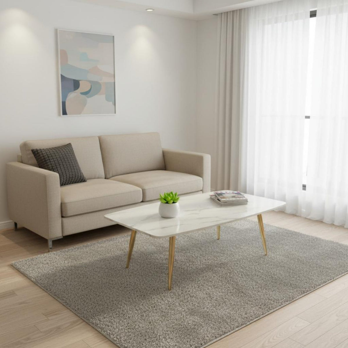 two-levellevel Rectangular Table Minimalist Design Living Room Furniture Nordic Inspired Light Luxury Aesthetic for Lounge Area