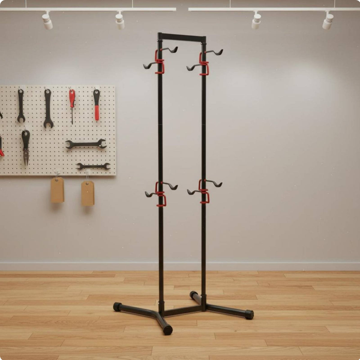 Multi-Cycle Storage Rack Saving Freestanding Upright Bike Stand Rack Fully Adjustable for Apartment