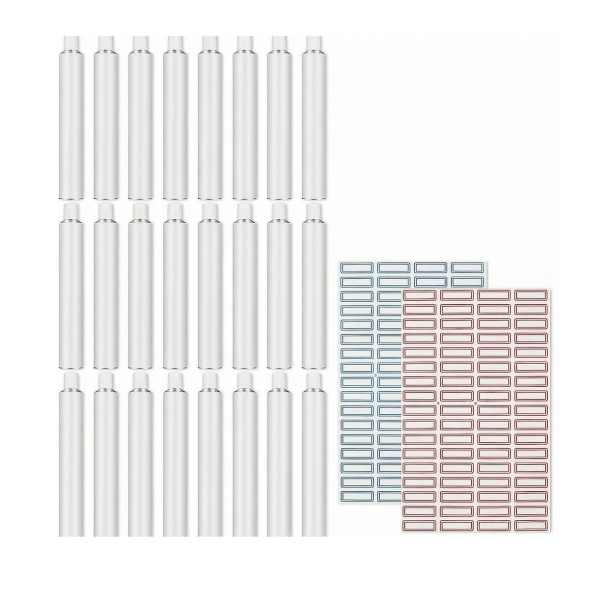 24 Pieces Refillable Empty Aluminum Paint Tubes Squeezable Paint Tubes with Caps Leakproof Long-Lasting for Artists, Painters, Art Studio, Travel