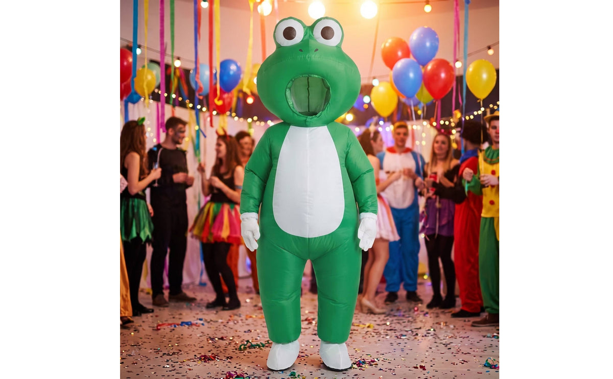 Inflatable Frog Costume Oversized Inflatable Amphibious Costume Green Bodysuit for Cosplay, Stage Performances