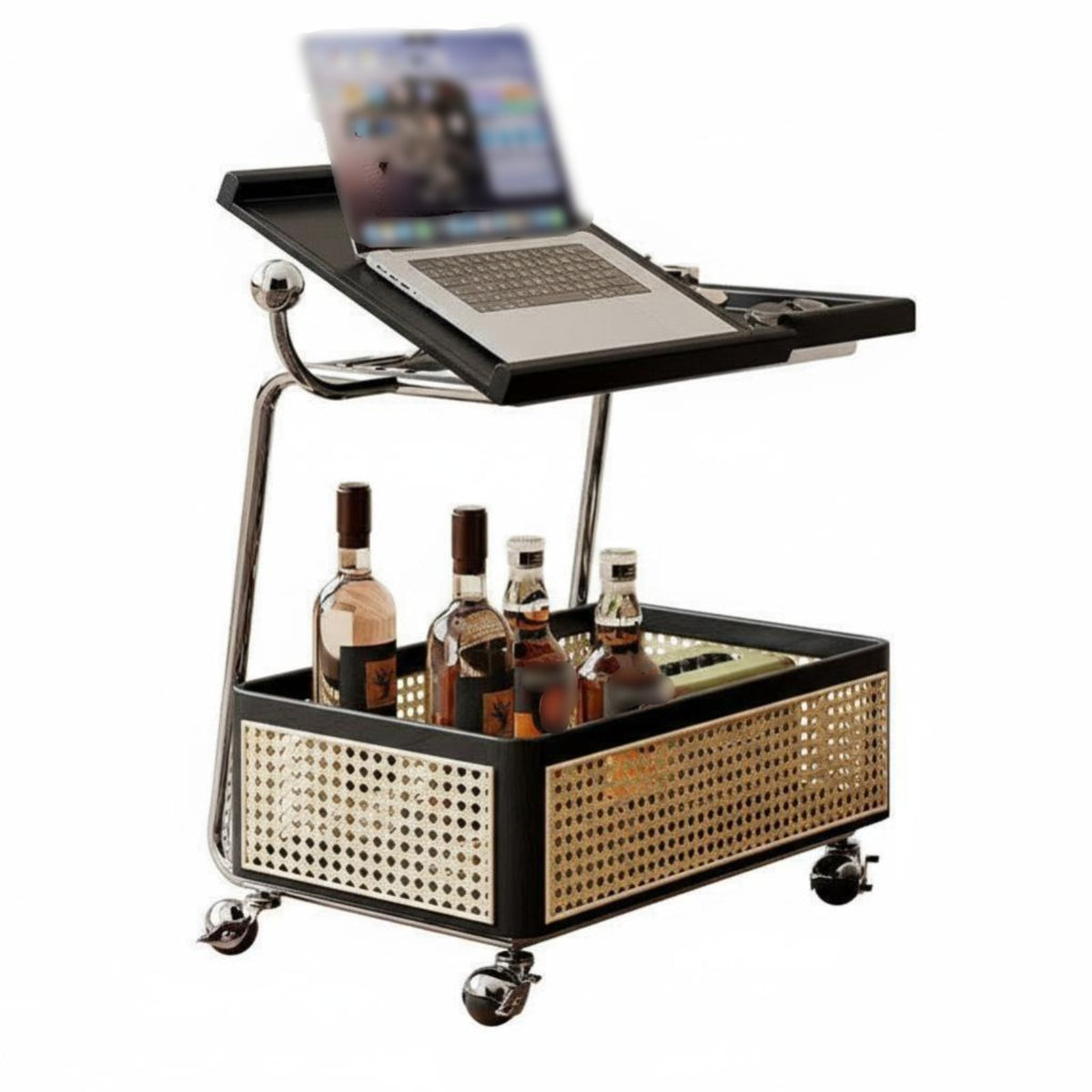 2-Tier Rolling Utility trolley Vintage design & aesthetic Mobile Storage mobile unit for Party Hosts
