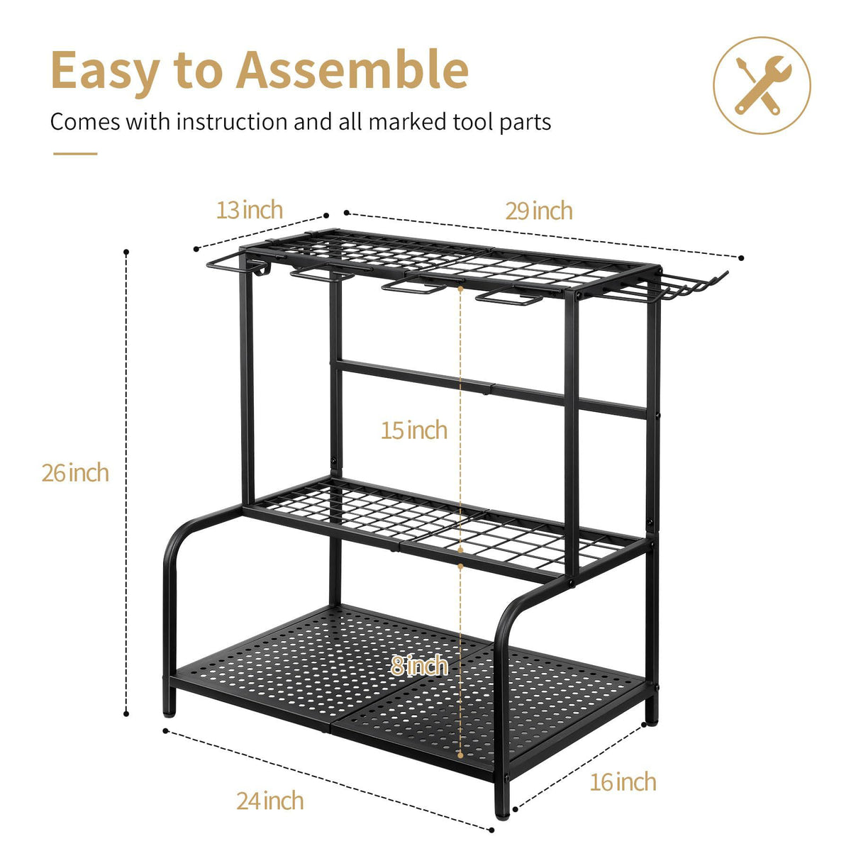 Garden Tool Storage Rack Garage Organizer for Shovels Brooms