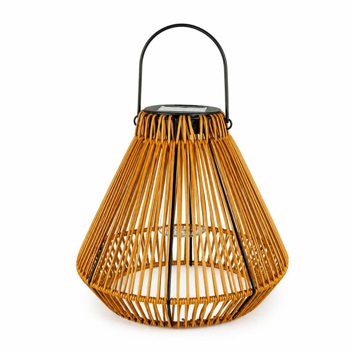 Hanging Solar Lantern Natural Rattan Lantern Large for Patio, Porch