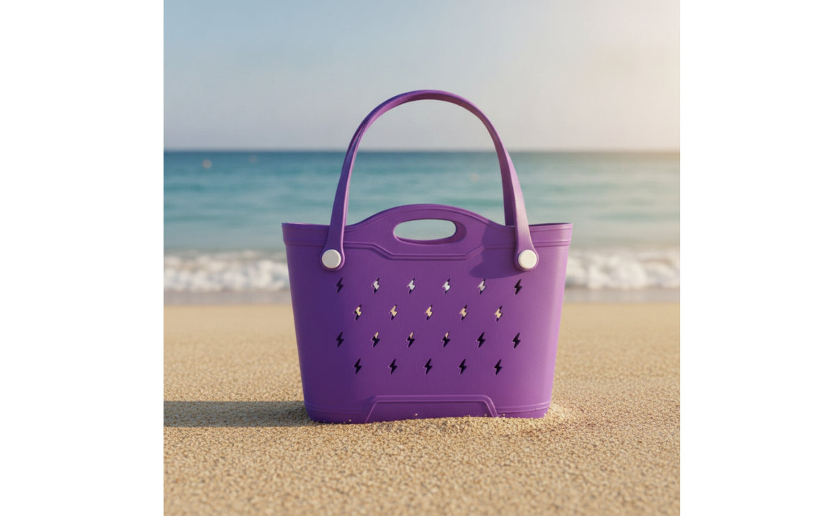 Waterproof EVA Tote Bag Perforated Beach Tote Bag Structured Washable for Women, Pool, Summer Outings