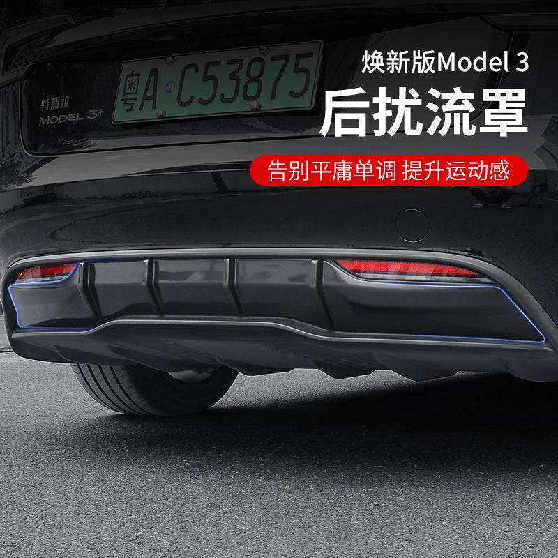 Rear Lip Small Diffuser Wing Spoiler Tail Protection Modification Accessory for Tesla Refreshed Model 3