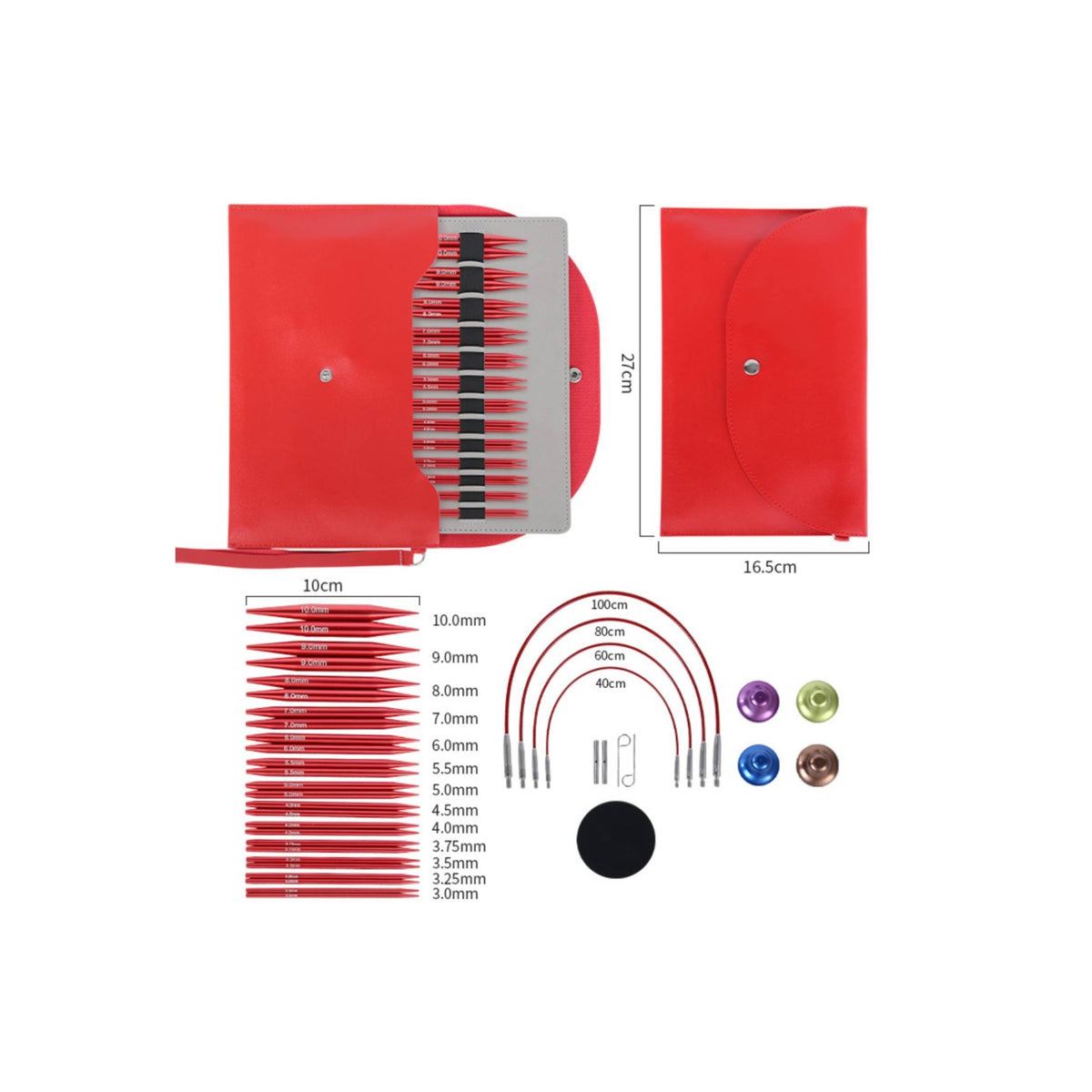 Flexible Interchangeable Circular Knitting with Case Compact Interchangeable Knitting with Case Non-Slip Engraved for Crafters
