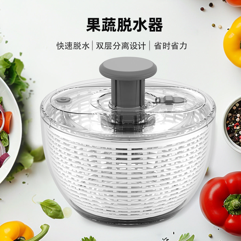 Multifunctional Manual Vegetable and Fruit Salad Spinner with Press, Plastic, 6L