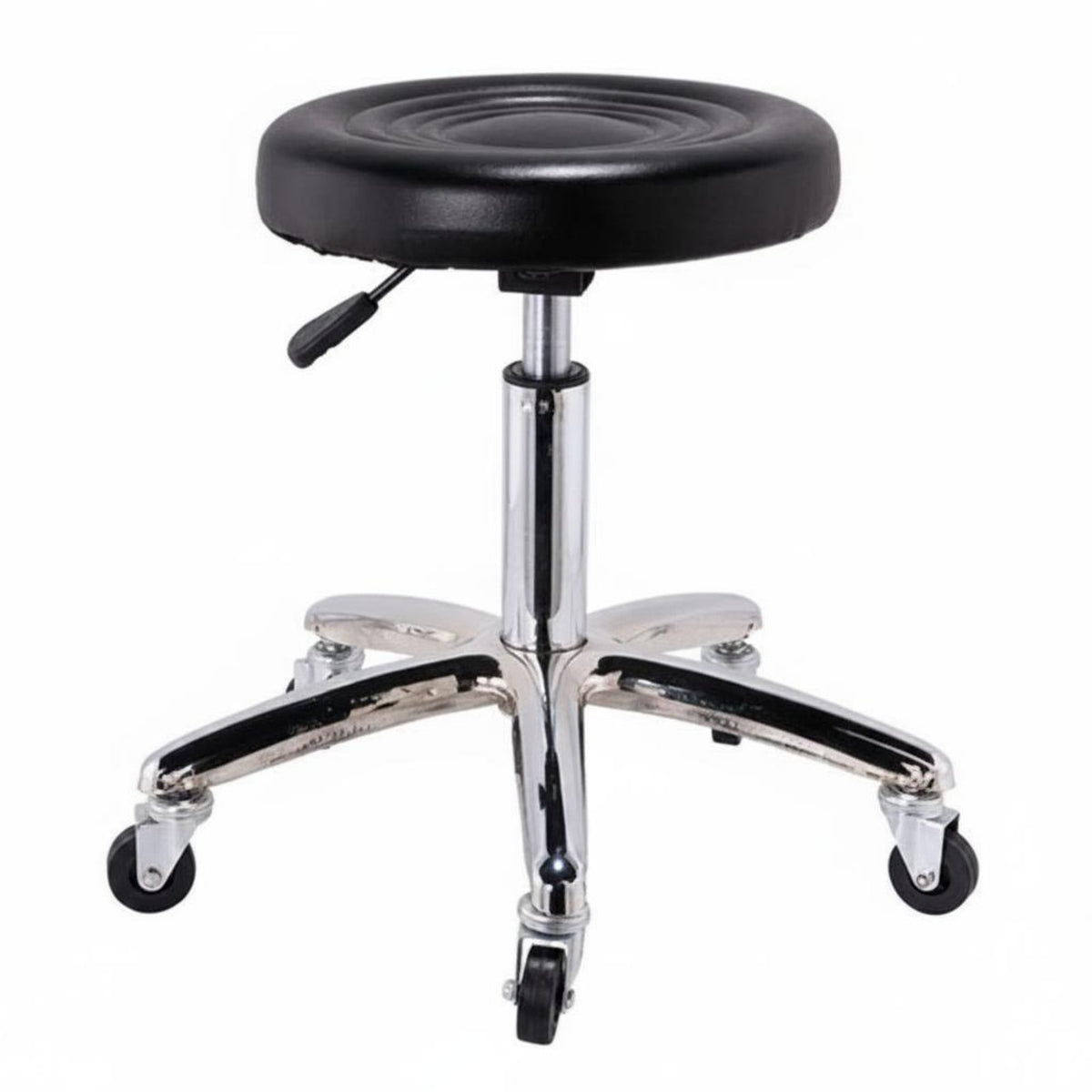 Chrome Base Round Adjustable Height Stool Swivel Bar Stool Drafting Chair for Kitchen, Workshop