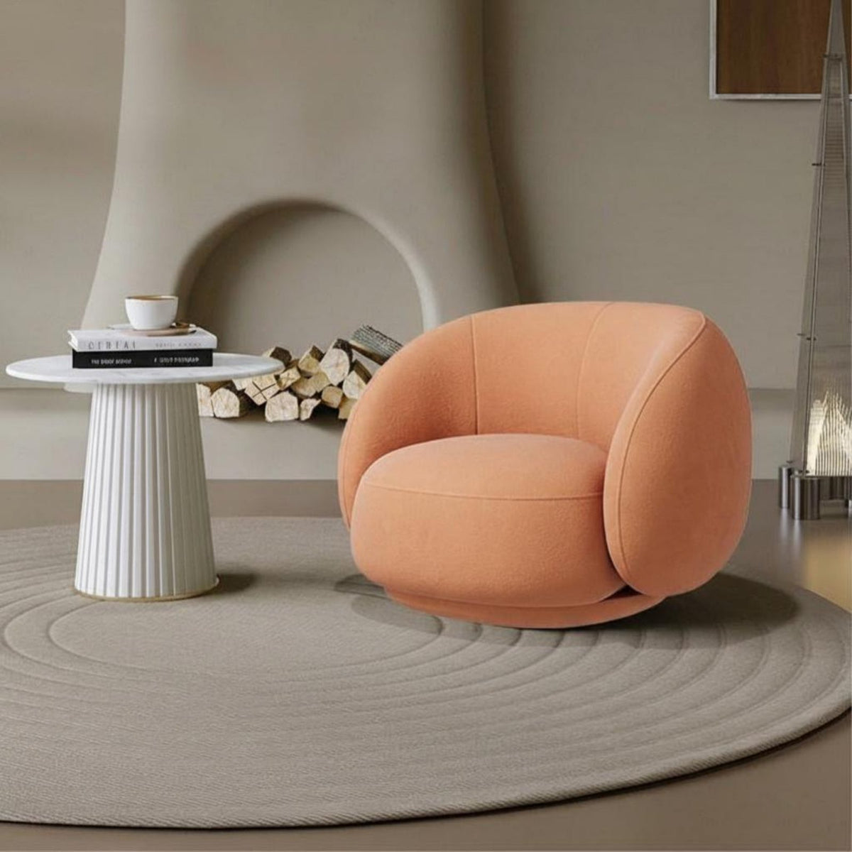 Rounded Tub Armchair Modern Design Accent Chair Soft Upholstery Luxurious Cushioning for Readers, Boutique, Living Room