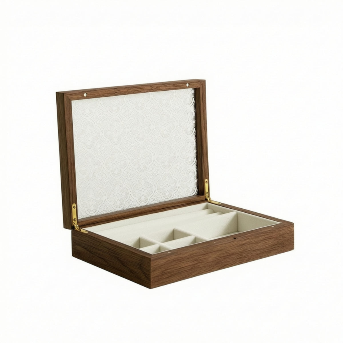 Wooden Jewelry Box with Window Hinged Jewelry Box Padded Sturdy for Dresser