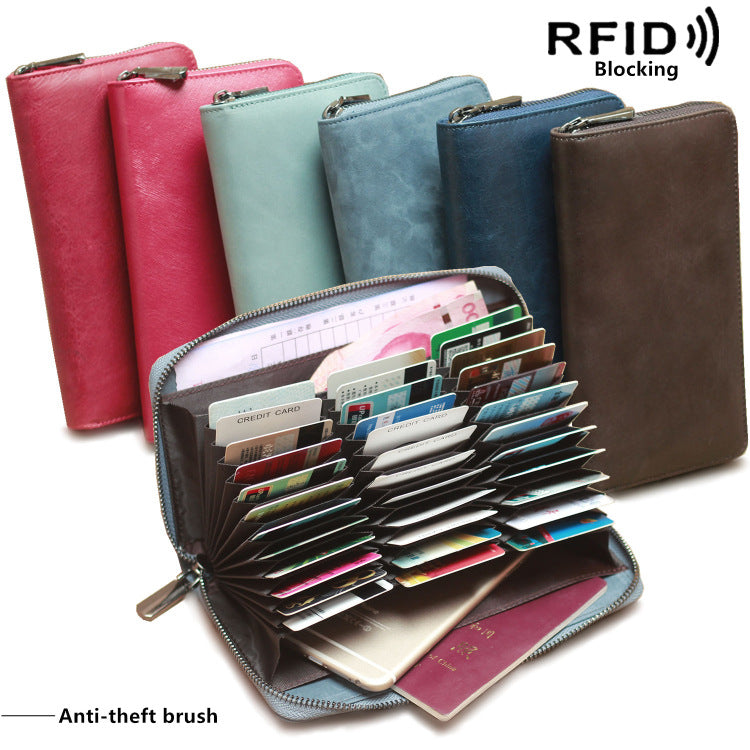 Accordion Genuine Leather RFID Blocking Passport & Credit Card Holder Wallet for Men and Women
