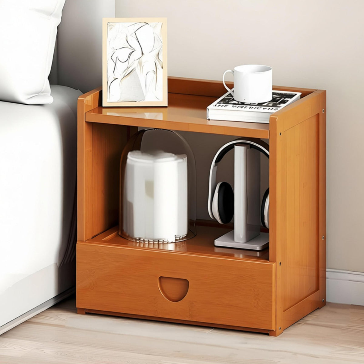 Bedside Drawer Single Unit Simple Design Nightstand Easy Assembly for Students