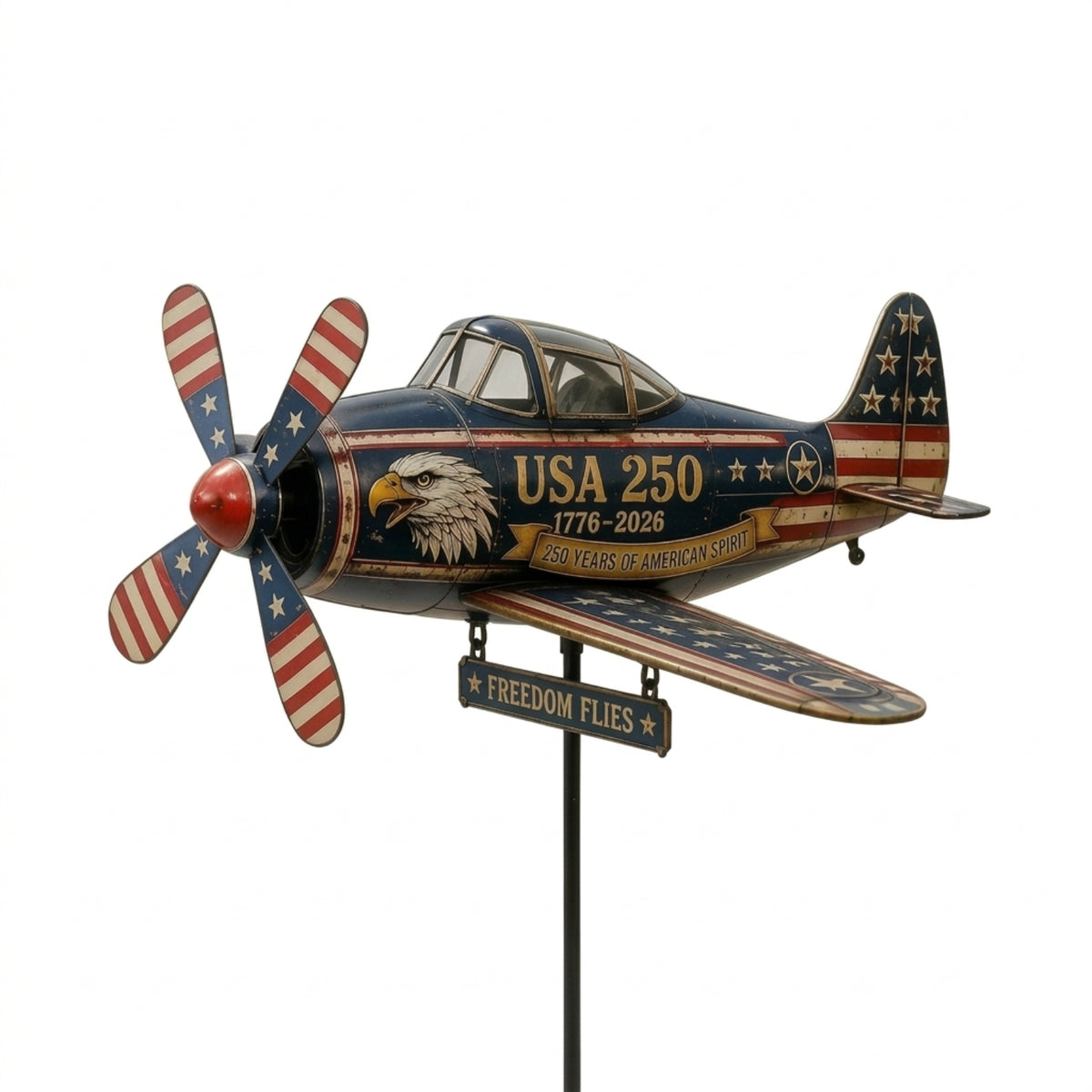 Kinetic Airplane Wind Twirler Rotating Wind Twirler with Propeller Whimsical Airplane Sculpture with Stake Commemorative for Patio
