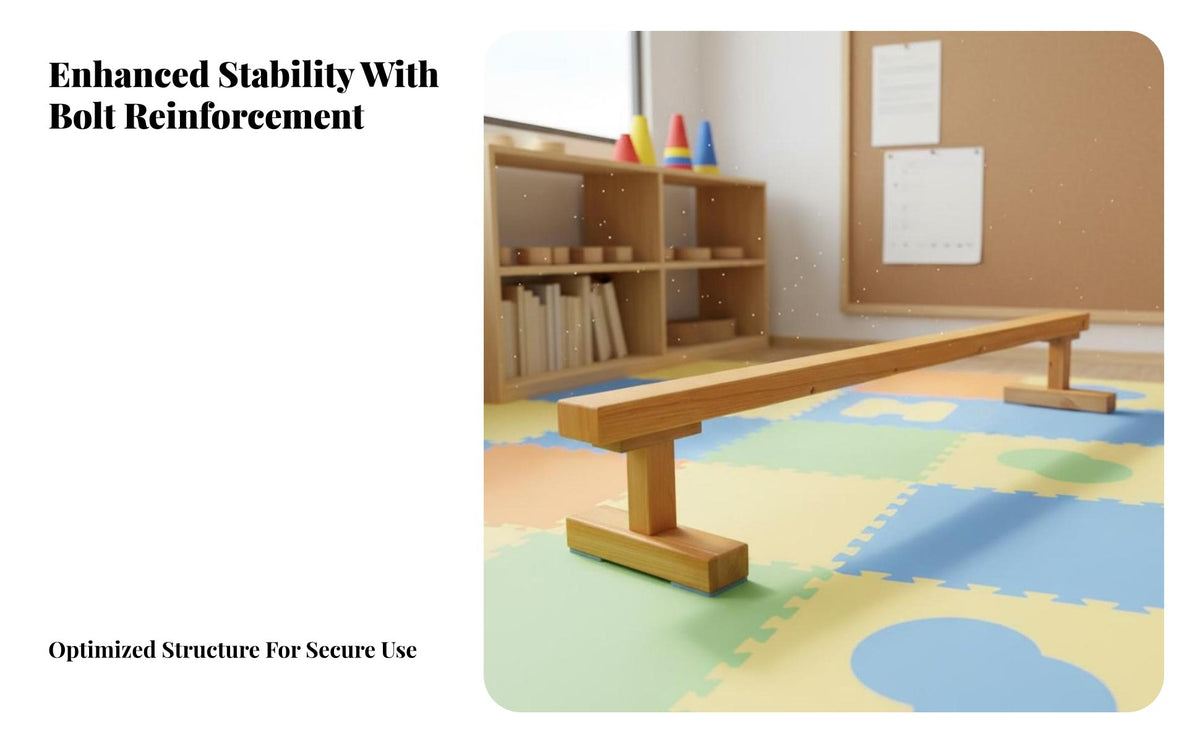 & Formaldehyde-Safe Wooden Balance Beam Long-Lasting Thickened Design Kids Balance Beam Natural Timber Wood Single Board Bridge Polished Polished Surface for Children, Preschoolers, Toddlers, Kindergarten, Playroom