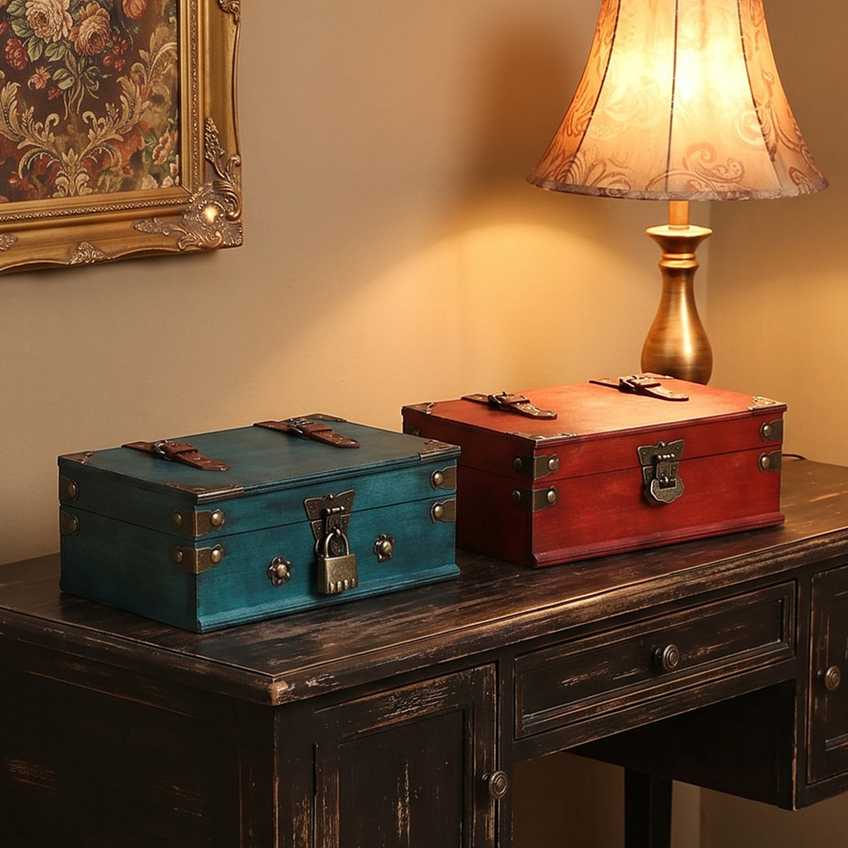 Vintage Wooden Storage Box for Home Organization and Decoration