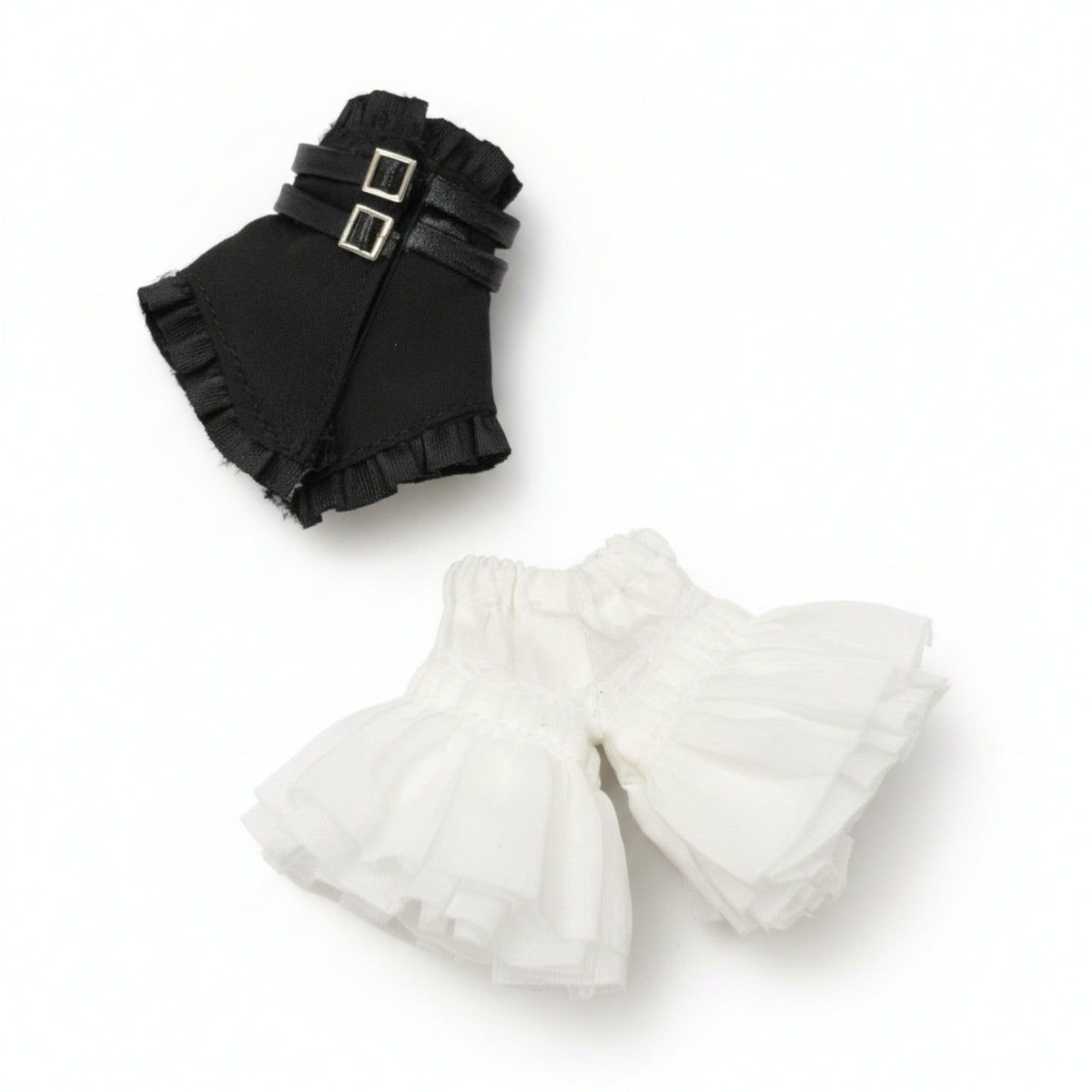 Layered Black Strapless Doll Outfit Buckle Detail Two-Piece Doll Set Soft Cloth Toy Clothing Stylish