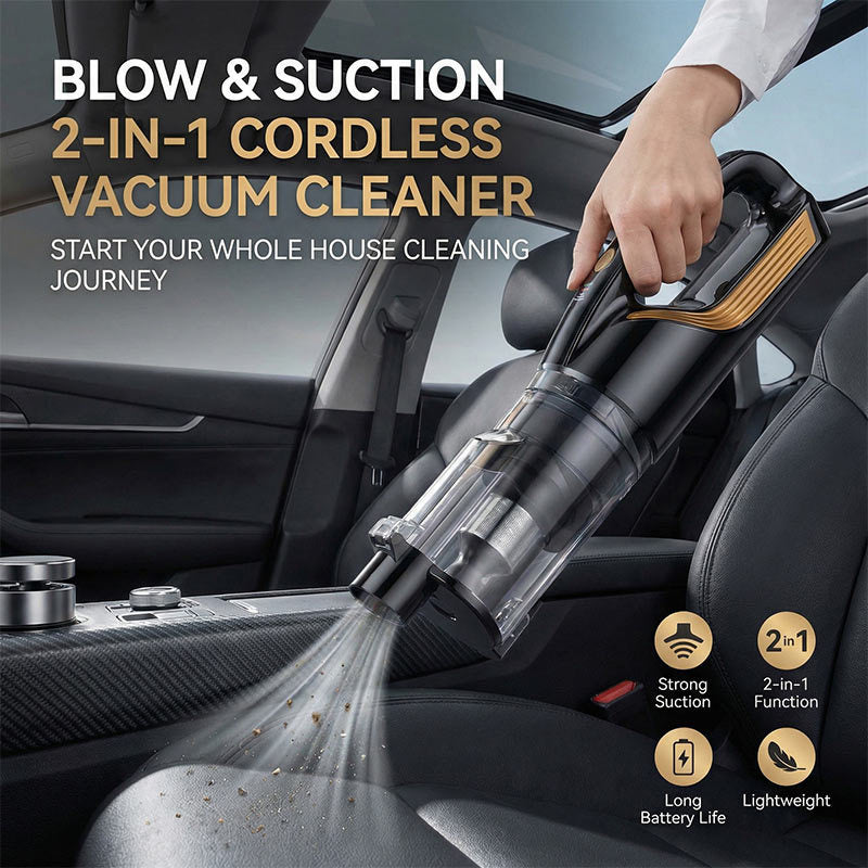 Cordless Handheld Vacuum Cleaner, Large Suction, Car and Home Blow/Suction, Cyclone Dust Cup, Smart Display