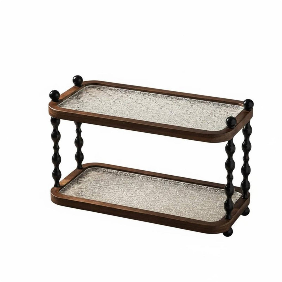 2-Tier Wooden Shelf Solid Wood Frame 2-Tier Storage Shelf Elegant Design