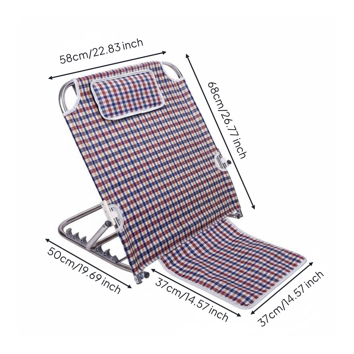 Adjustable Bed Backrest Heavy Duty Sit up Support Aid Foldable Design Folding Backrest Lounger for Elderly, Bedridden Patients, Hospital, Outdoor