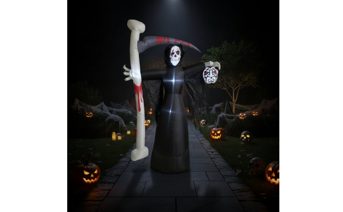 Freestanding Grim Reaper with Reaping Blade Oversized Inflatable Grim Reaper Outdoor Seasonal for Yard, Halloween Parties, Storefront