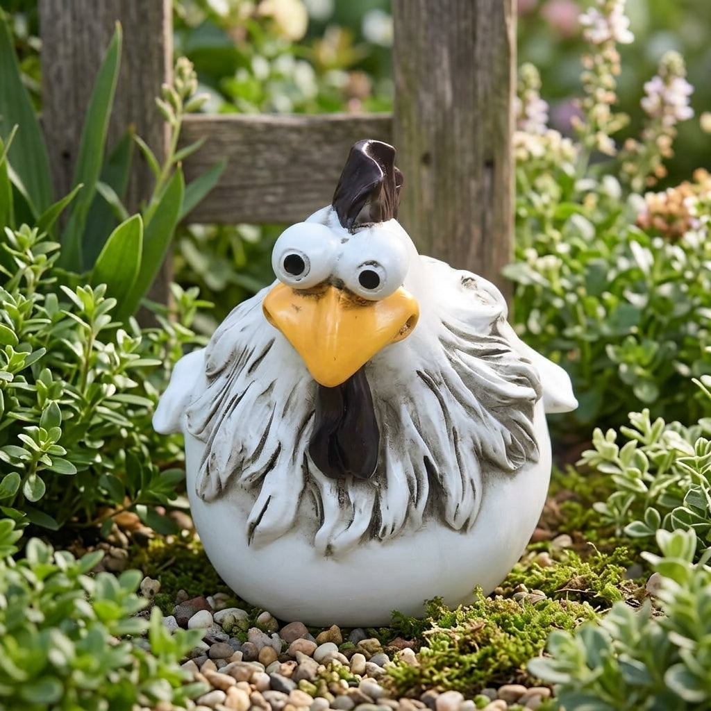 Novelty Chicken Ornament, Hand-Painted Resin Chicken Figurine, Whimsical Garden Chicken Sculpture, Funny Decor for Kitchen Counter, Birthday Gift