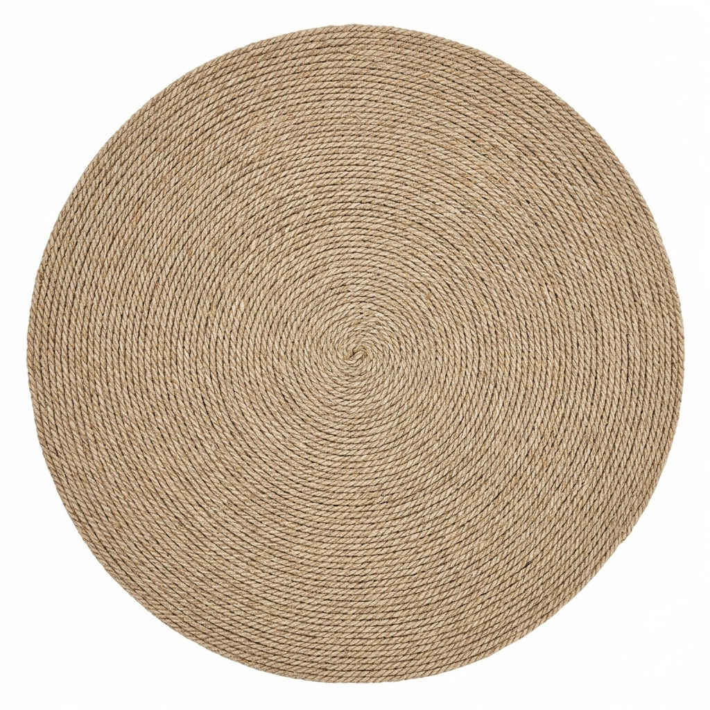 Oval Handwoven Jute Mat, Braided Jute Round Rug, Jute Floor Mat for Entryway, Bohemian Decor Enthusiast Round Rug, Breathable