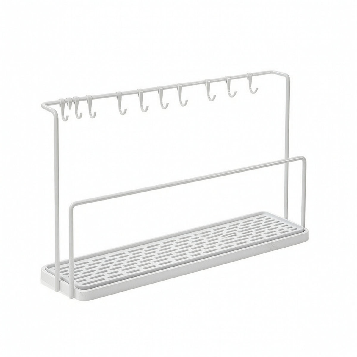 Countertop Kitchen Draining Rack Open-Frame Kitchen Organizer with Hooks
