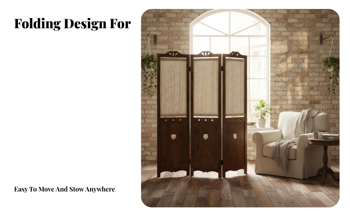Korean Design 3-Panel Folding Screen Foldable Design 3-Panel Partition Pastoral Theme Room Divider Privacy Protection for Apartment Dwellers, Interior Decorators, Telecommuting Workers, Bedroom, Home Away Fromice, Videoconference Calls