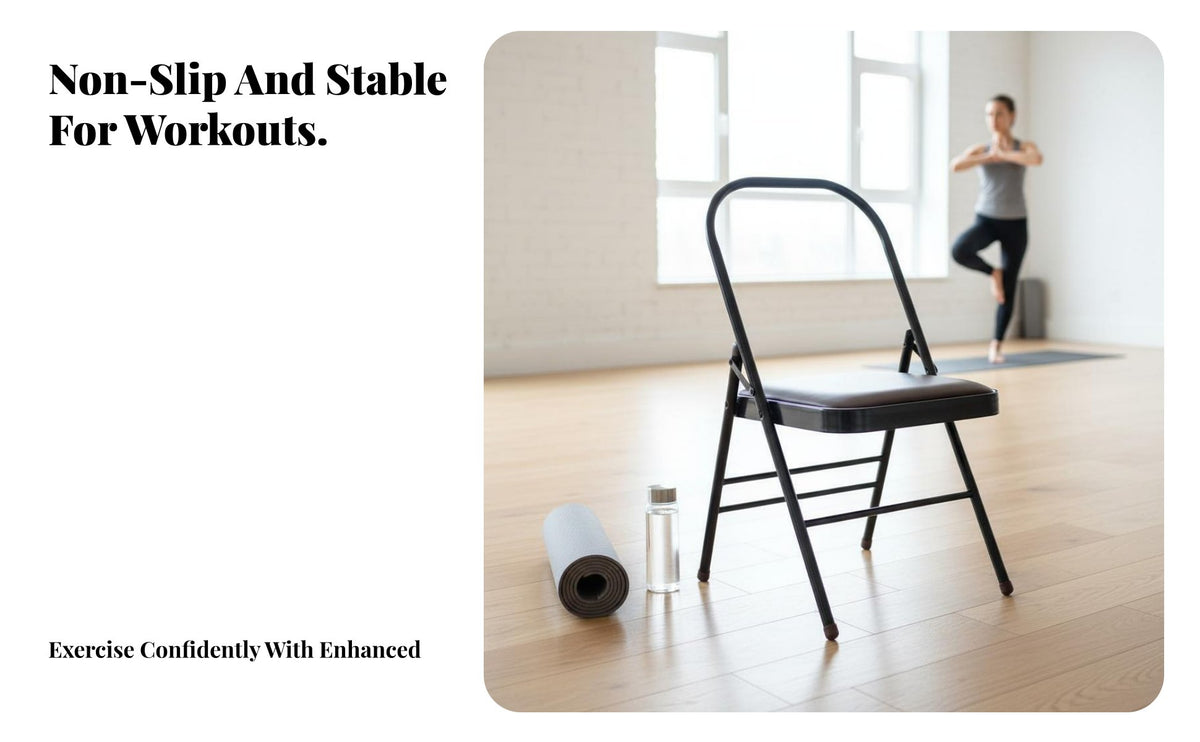 Foldable Iyengar Mind-Body Practice Chair Portable Mind-Body Practice Auxiliary Chair Non-Slip Feet Fitness Equipment Stable and Long-Lasting for Beginners, Seniors, Home Gym