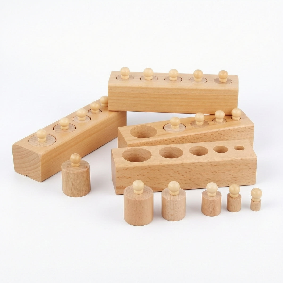 Preschool Developmental Cylinder Block Early Learning Cylinder Socket Block Natural Wood Educational for Preschoolers, Toddlers, Kids, Home, Classroom